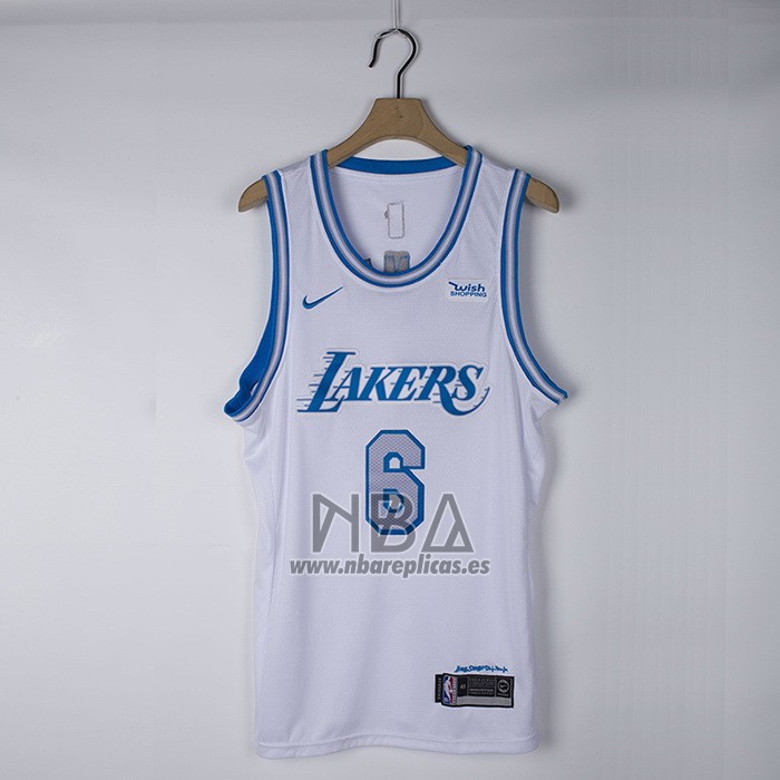 Camiseta Los Angeles Lakers LeBron James NO 6 Ciudad 2021-22 Blanco
